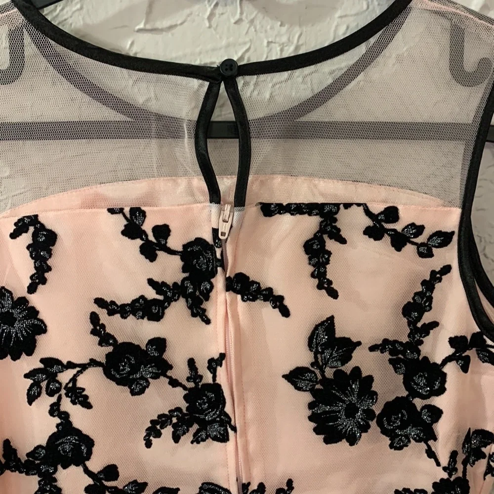 Children’s Place NEW Girls Floral Shimmer Dress Pink Tinge Black 14 Birthday